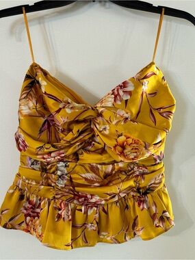 Express Yellow floral print crop tube top